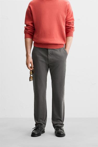 SLIM FIT CHINO TROUSERS - Dark grey by Zara