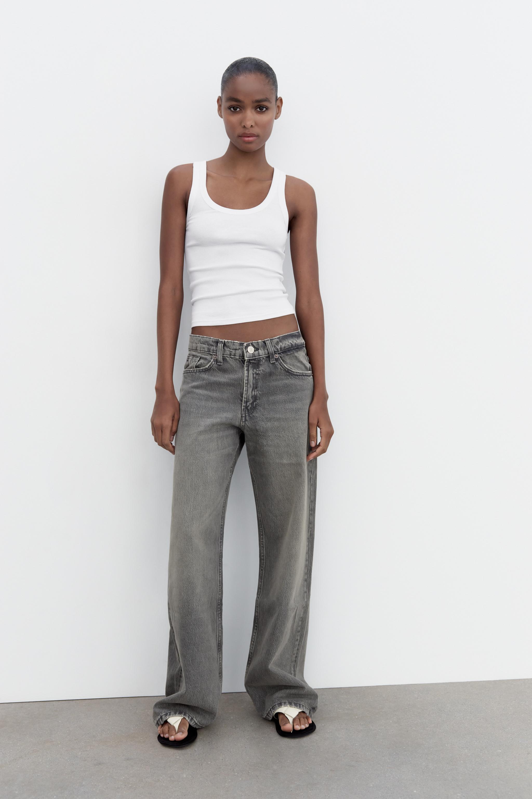 RELAXED MID WAIST TRF JEANS - Anthracite grey | ZARA Canada