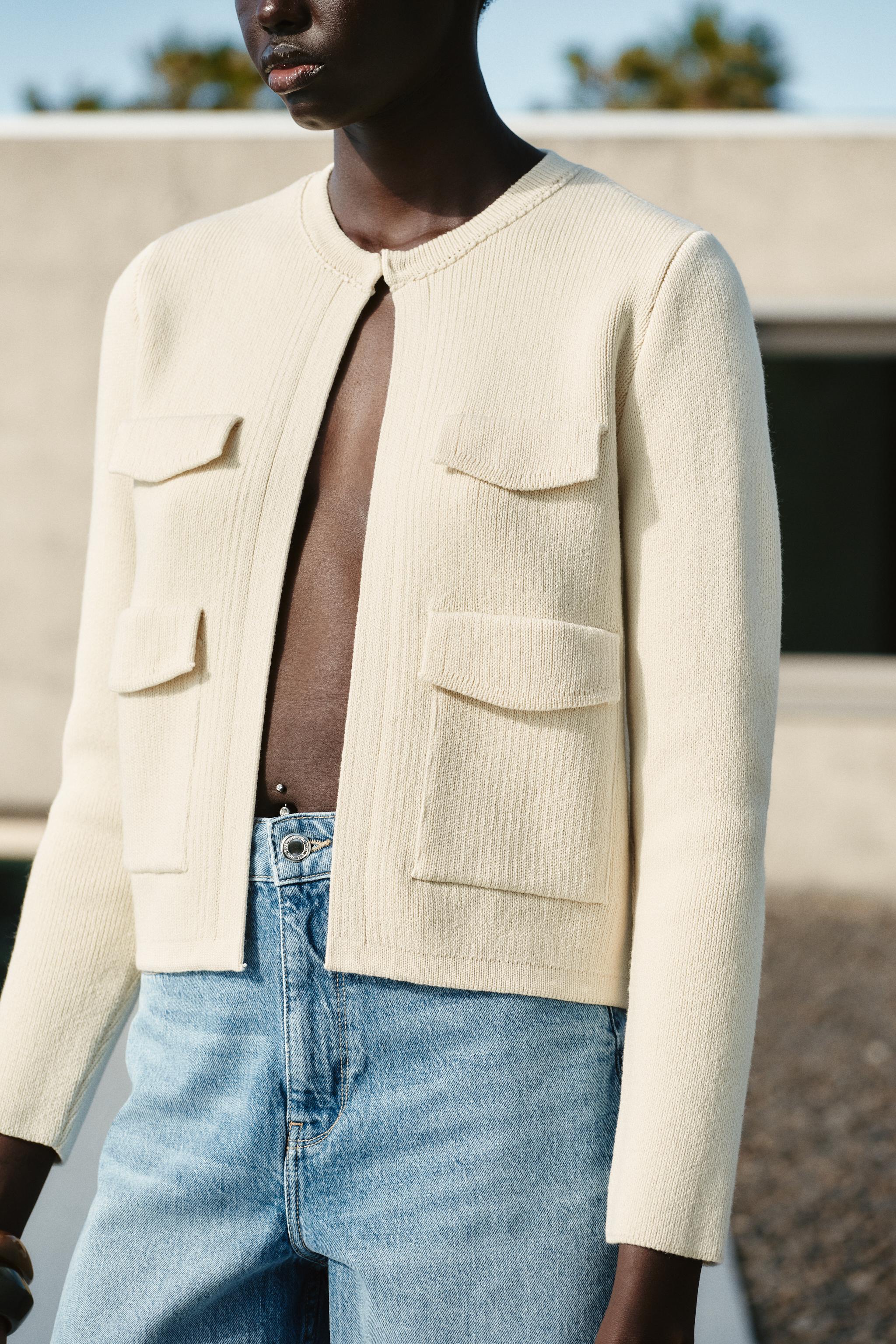 ポケット付きニットカーディガン - エクリュ | ZARA Japan / 日本