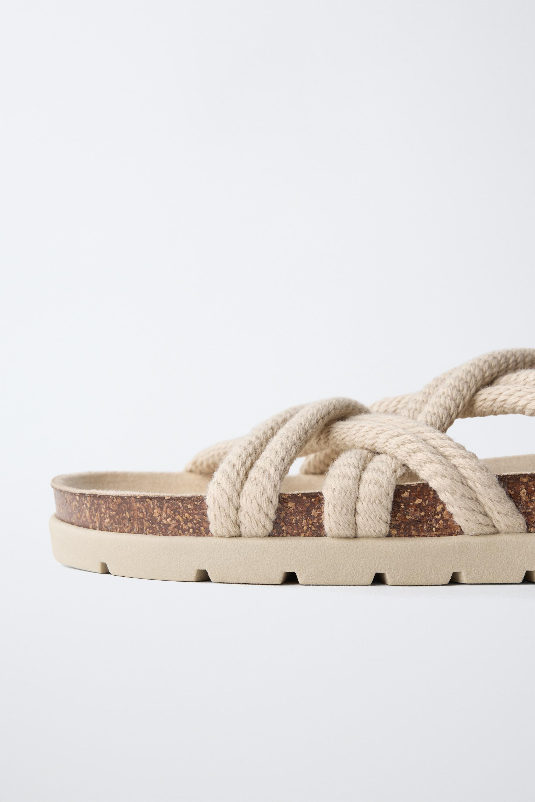 Детские сандалии Zara ROPE DESIGN LEATHER SANDALS — фото 7