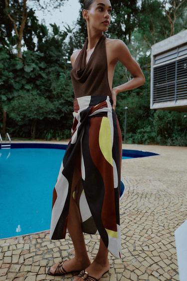 JUPE MI-LONGUE PAREO IMPRIMÉE - Multicolore de Zara - Image 3