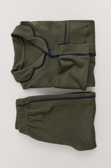 6-14 YEARS/ PYJAMAS WITH CONTRAST DETAIL — Green 1