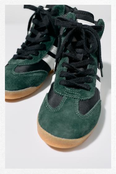 Zara BOXING HIGH-TOP SNEAKERS - Green