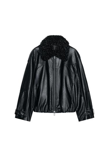 FAUX LEATHER BOMBER JACKET ZW COLLECTION - Black by Zara