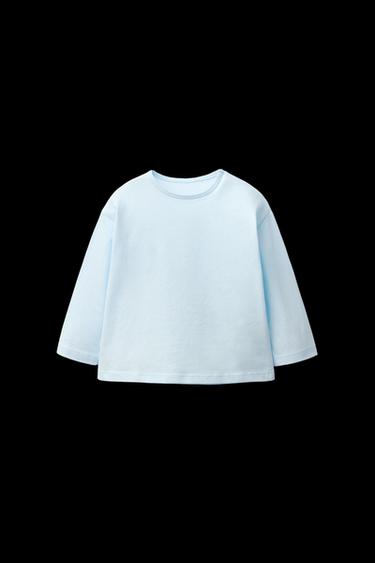 UNIFARBENES T-SHIRT MIT LANGEN ÄRMELN - Blau von Zara - Bild 0