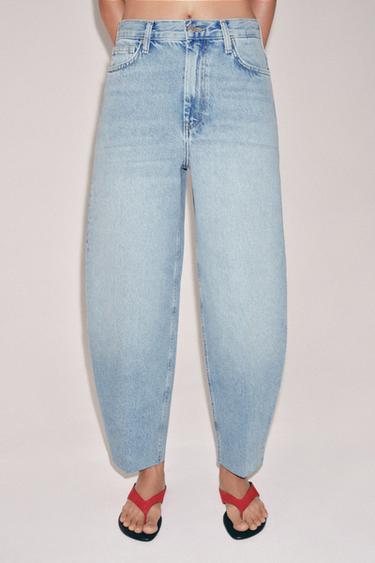 ZW COLLECTION HIGH-WAIST TAPERED JEANS - Light blue by Zara - Image 1