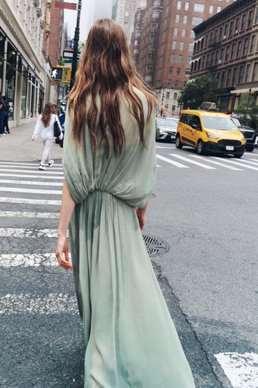 ROBE DRAPÉE ZW COLLECTION - Vert d'eau de Zara