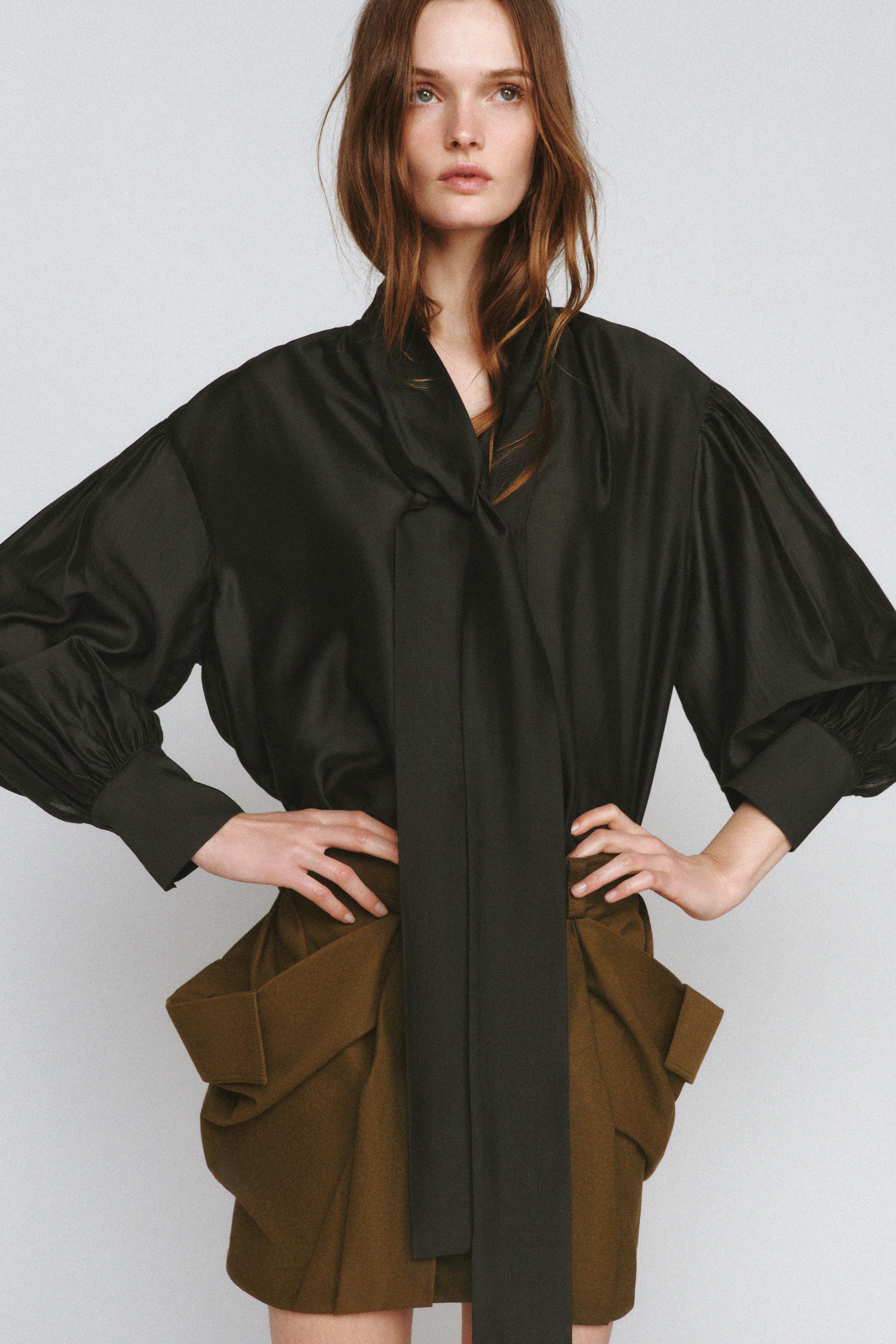 SATIN EFFECT SHIRT WITH TIES ZW COLLECTION