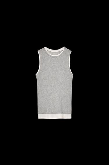 CAMISETA EFECTO DOBLE - Gris vigoré de Zara - Imagen 0