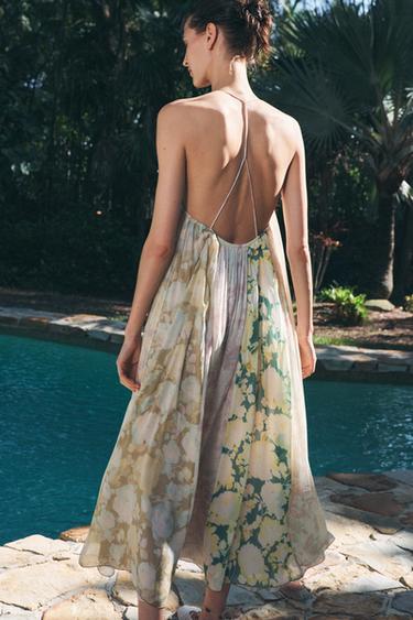 ROBE PATCHWORK À FLEURS ZW COLLECTION - Beige de Zara - Image 4