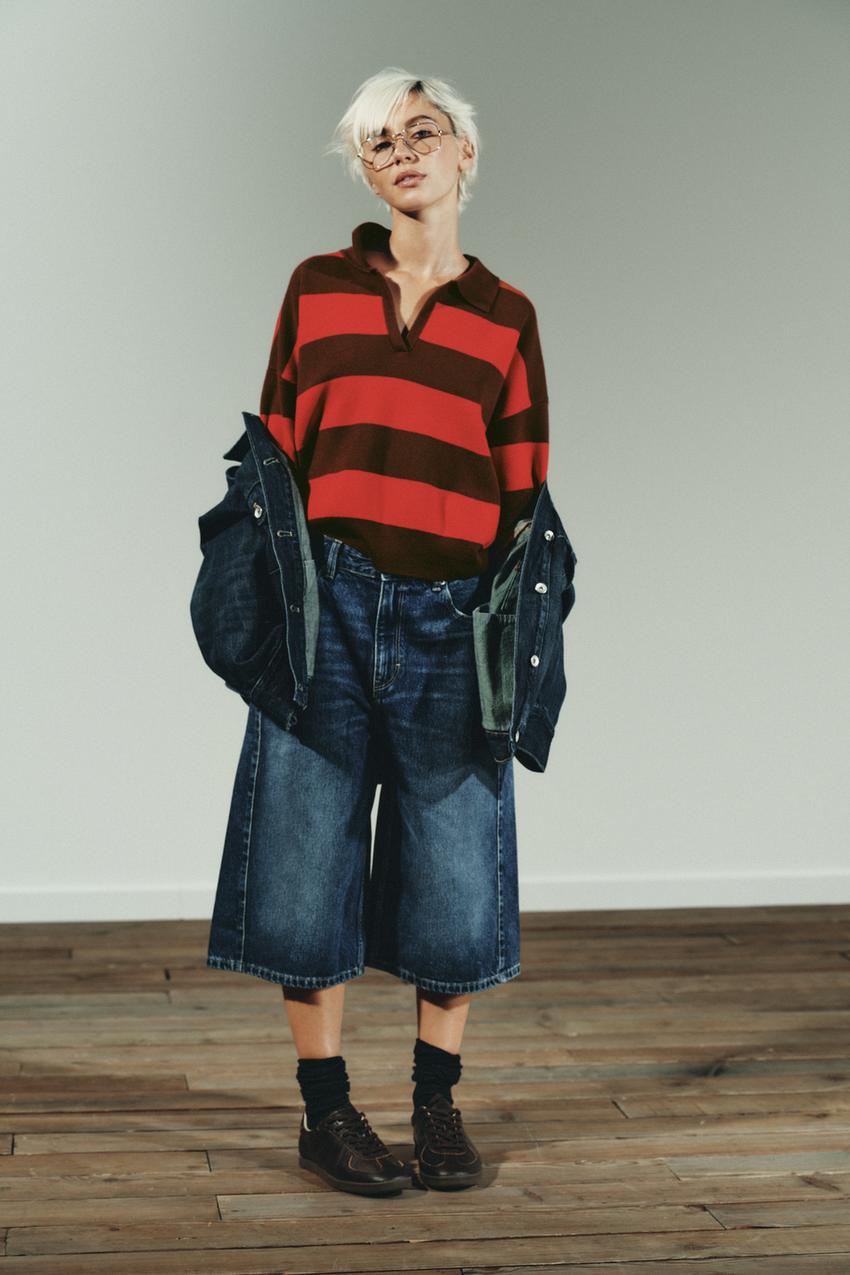 ストライプ柄ポロニットセーター - ストライプ | ZARA Japan / 日本