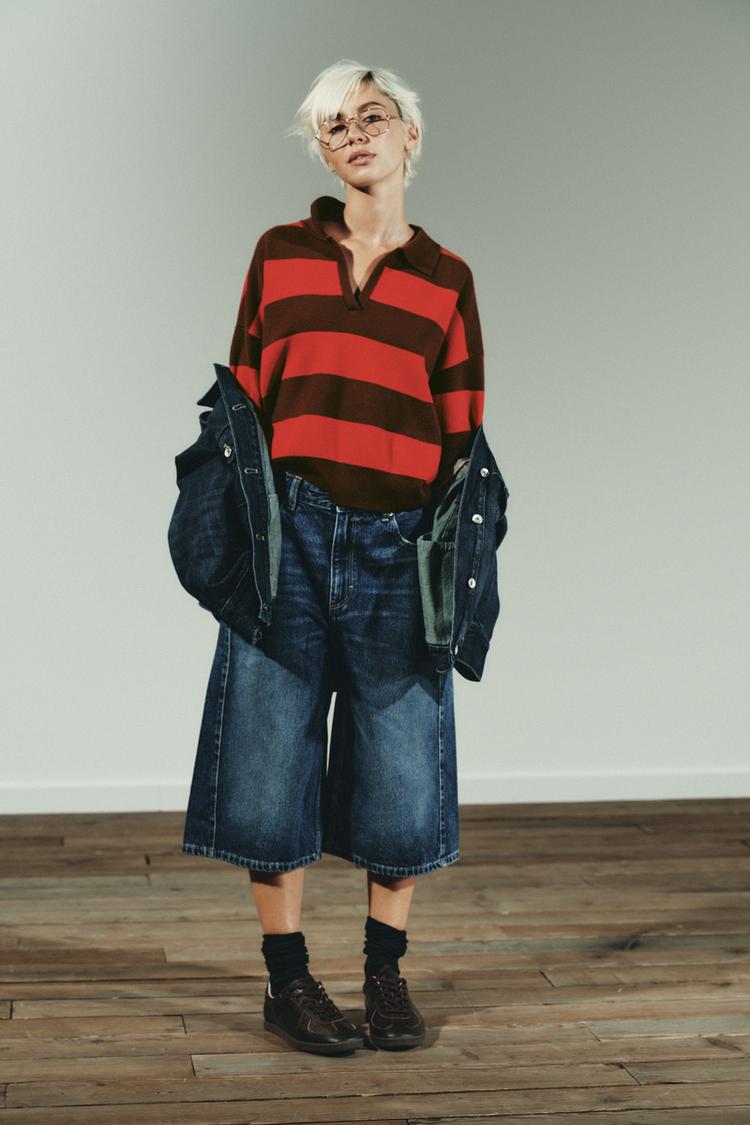 STRIPED KNIT POLO JUMPER striped ZARA Mexico - Main Image