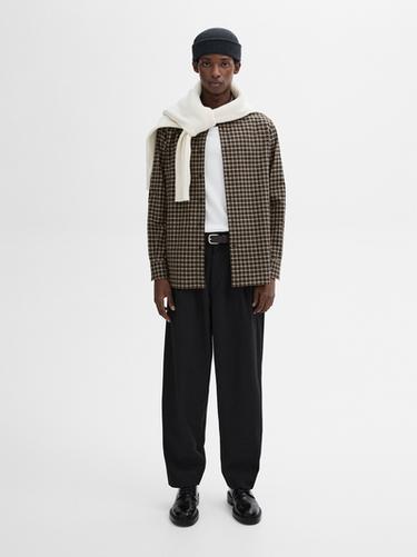 Zara 100% cotton regular fit check shirt - Brown