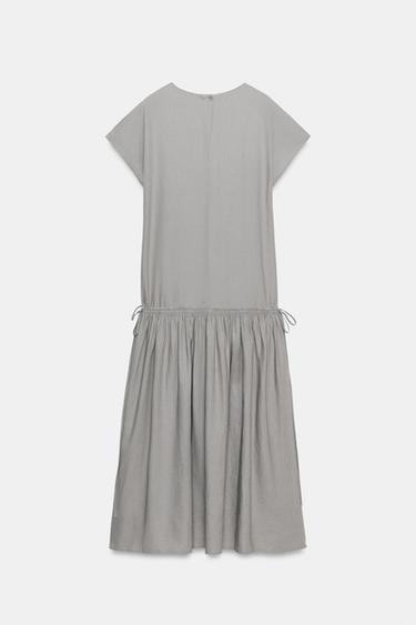 ROBE MI-LONGUE EN LIN ZW COLLECTION - Gris de Zara - Image 5