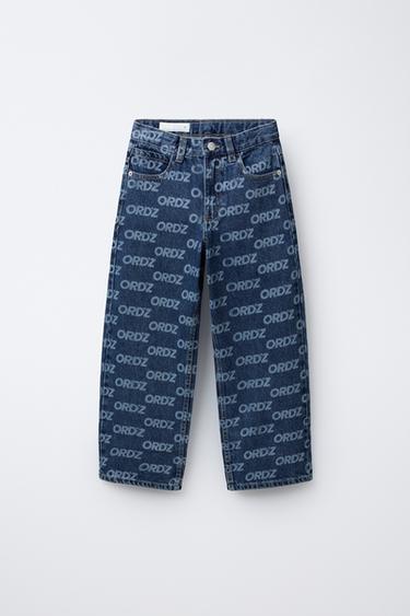 JEANS WIDE LEG ESTAMPADO TEXTO - Azul de Zara