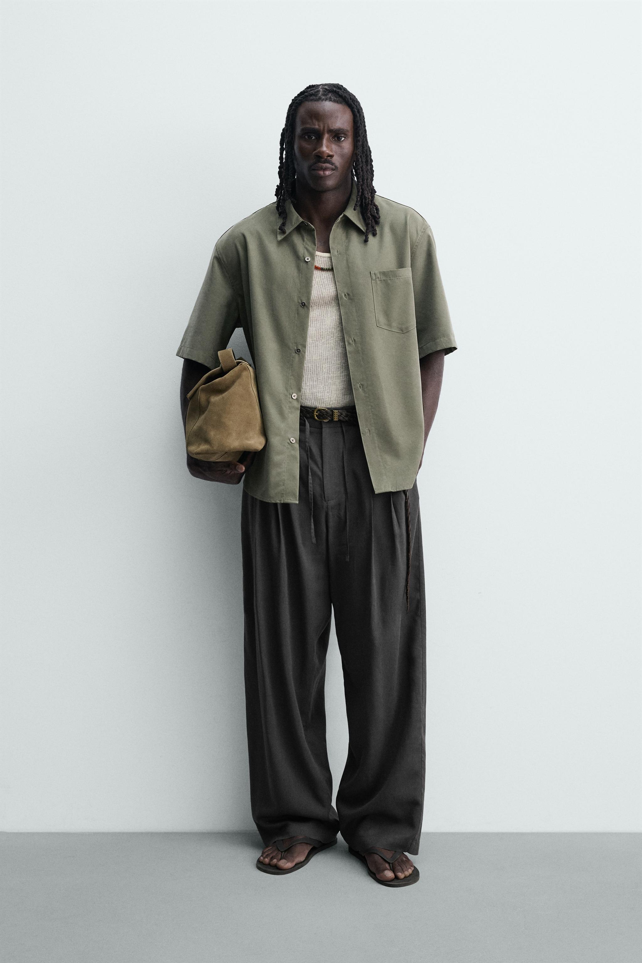 Zara RELAXED FIT DÖKÜMLÜ GÖMLEK