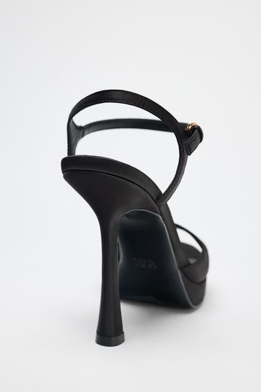 SATIN-EFFECT HEELED SANDALS - Black by Zara - Image 3