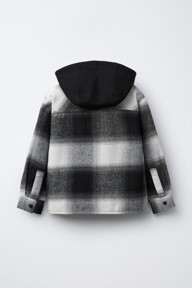 SURCHEMISE À CARREAUX CAPUCHE AMOVIBLE EN MOLLETON - Noir de Zara - Image 2