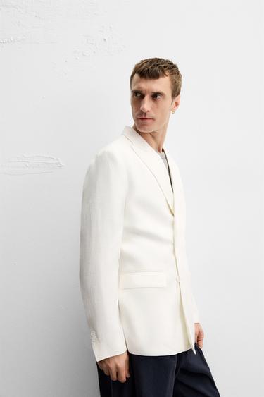 DOUBLE-BREASTED 100% LINEN BLAZER - White by Zara - Image 5