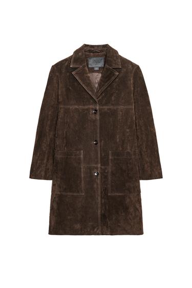 100% SUEDE LEATHER COAT ZW COLLECTION LIMITED EDITION - Dark brown by Zara
