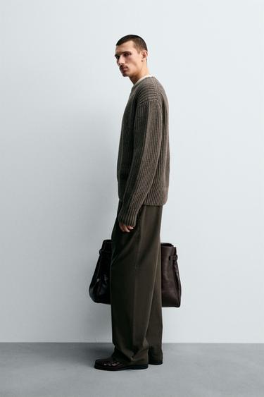 COTTON-WOOL TEXTURED SWEATER - Mink marl by Zara - Image 3