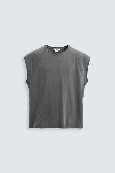 Zara RELAXED FIT TANK TOP - Dark anthracite