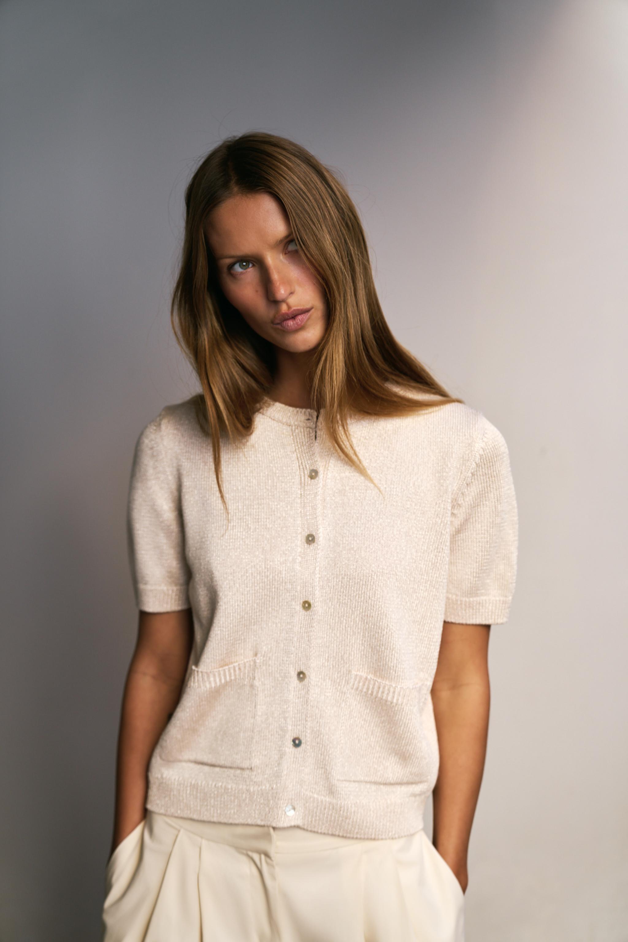 GILET EN MAILLE MANCHES COURTES
