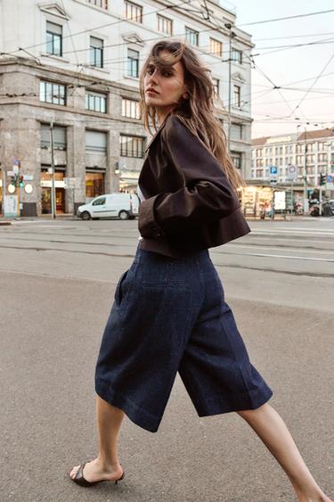 LONG BERMUDA SHORTS WITH DARTS - Blue by Zara