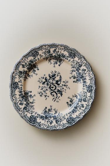 FLORAL EARTHENWARE DINNER PLATE - Blue by Zara - Image 5