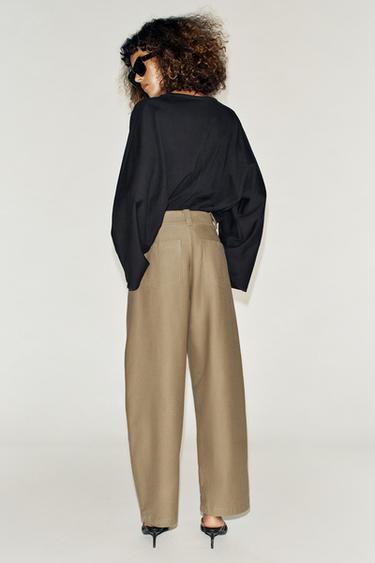 BARREL TROUSERS - Mid-camel by Zara