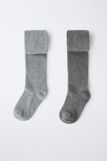 TWO-PACK OF PLAIN TIGHTS - Grey marl by Zara