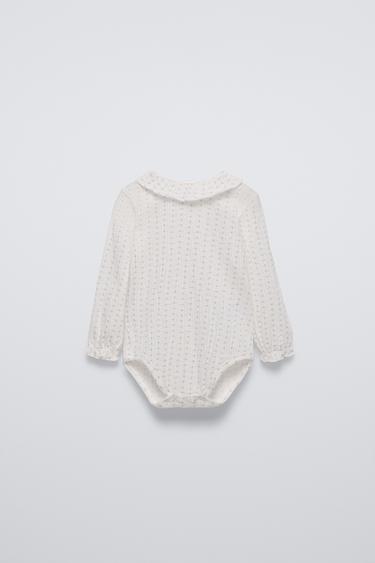 Zara TEXTURED PRINTED BODYSUIT - Oyster-white - Image 0