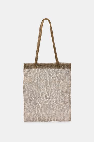 SAC MAILLE MÉTALLIQUE CLOUS - Doré de Zara