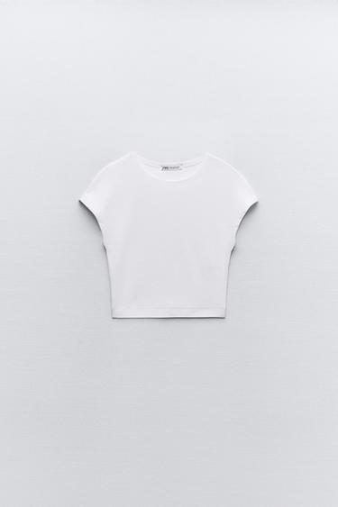 COTTON AND MODAL CROP TOP - White by Zara