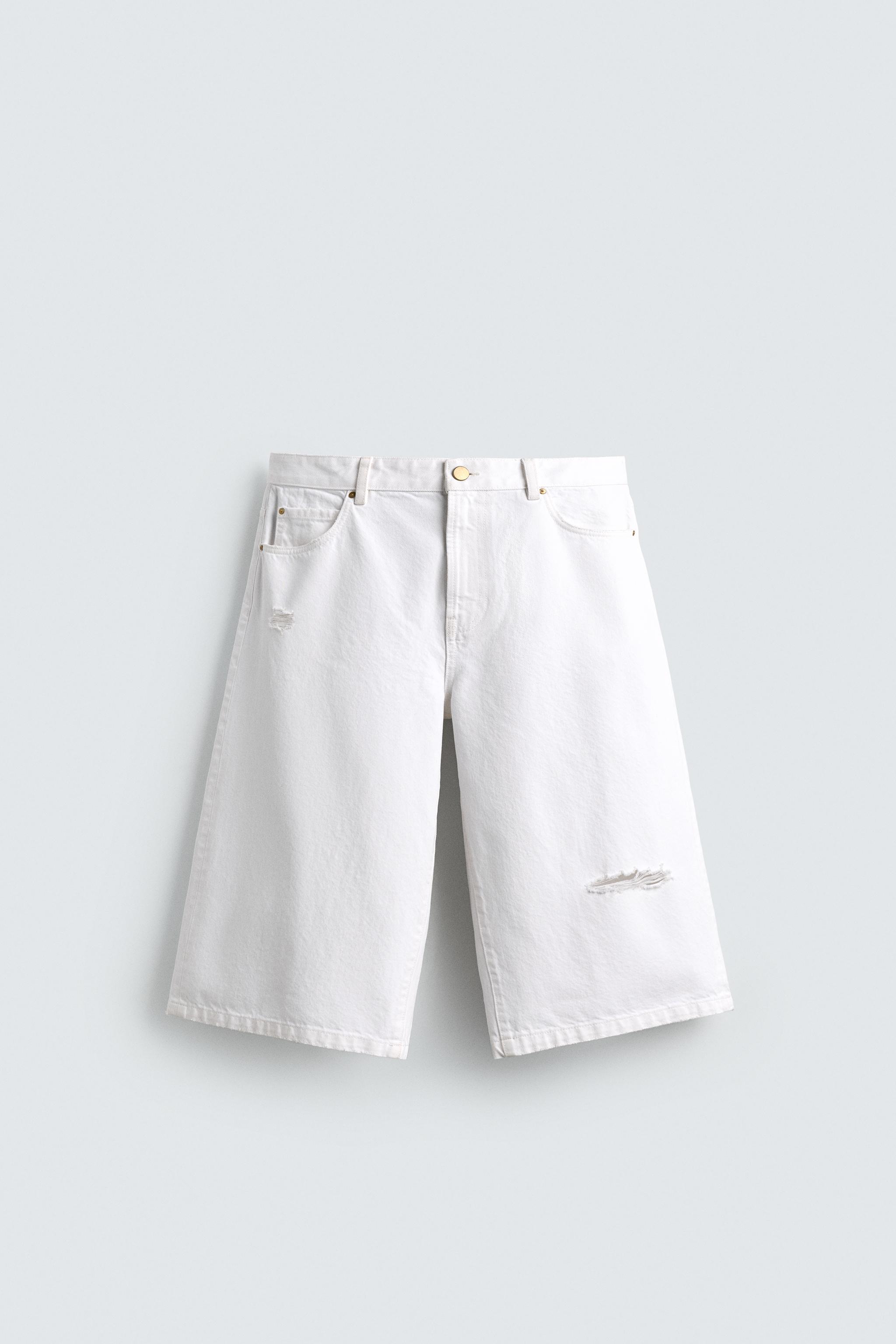 RIPPED RELAXED FIT DENIM JORTS