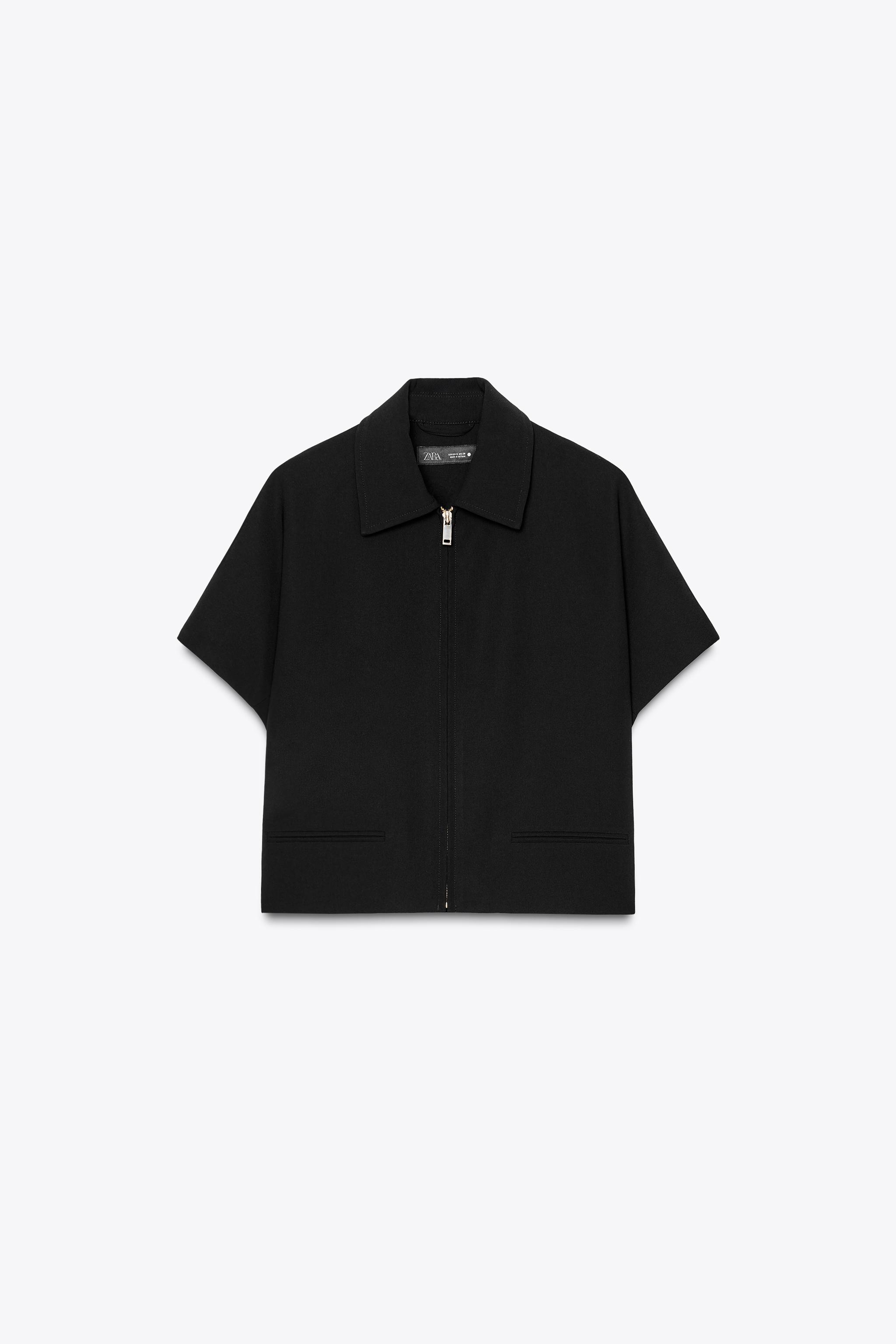 ZARA 黒 ジップアップ クロップドジャケット XS ZARA 黒 フード付き クロップド ショート丈 ジャケット S