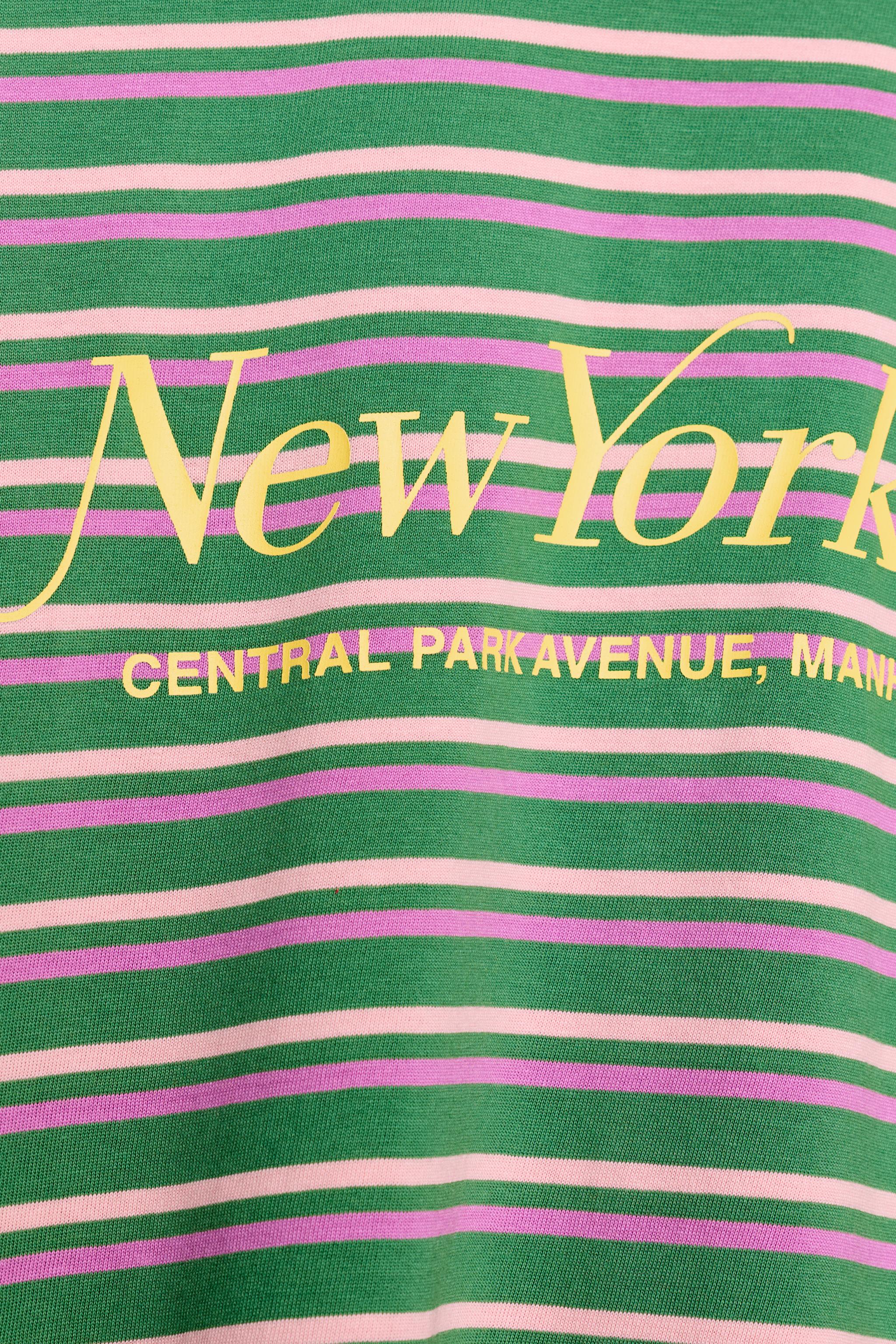Женские футболки Zara STRIPED TEXT OVERSIZE T-SHIRT — фото 7