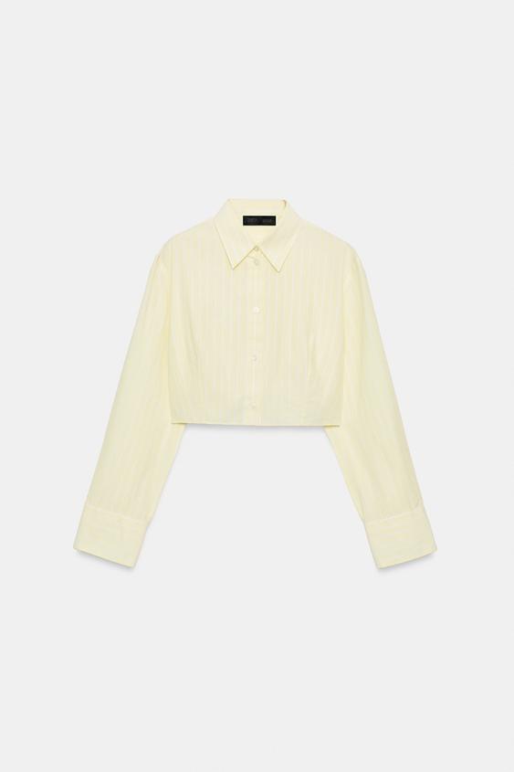 CHEMISE COURTE EN POPELINE À RAYURES - Imprimée de Zara - Image 4