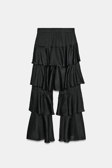 PANTALON À VOLANTS AVEC RAMIE ZW COLLECTION - Noir de Zara - Image 7