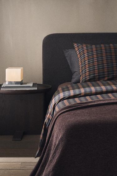 HOUSSE DE COUETTE EN FLANELLE À CARREAUX - Bleu de Zara