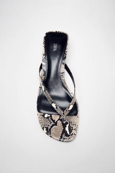 ANIMAL PRINT KITTEN-HEEL SANDALS - Snakeskin by Zara