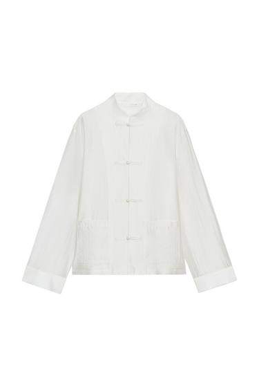 ZW COLLECTION SATIN SHIRT WITH FIREMAN CLASPS - White by Zara