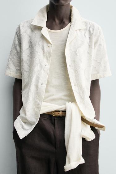 CHEMISE RELAXED FIT JACQUARD TEXTURÉ - Blanc cassé de Zara - Image 3