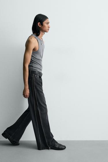 JEAN FLARE AVEC FERMETURES ÉCLAIR - Charbon de Zara - Image 7