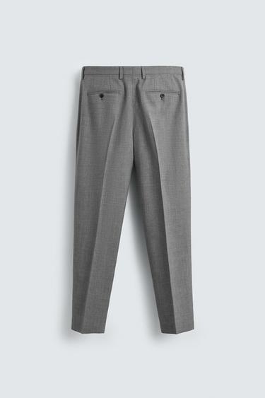 Zara SLIM FIT STRUCTURED SUIT PANTS - Gray