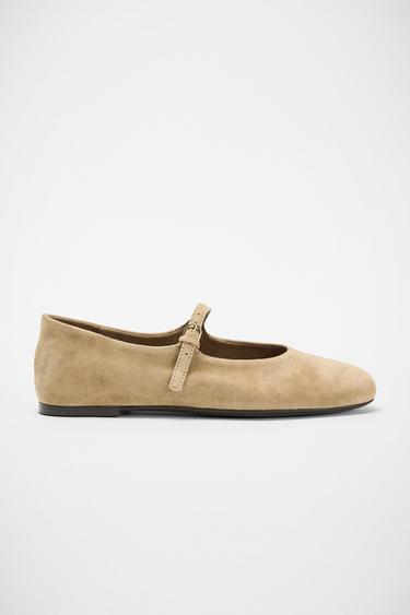 SUEDE BALLERINAS - Sand Brown by Zara
