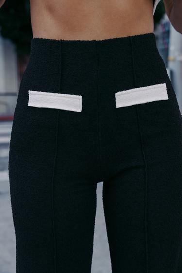 CONTRAST BOUCLÉ TROUSERS - Black / White by Zara - Image 1
