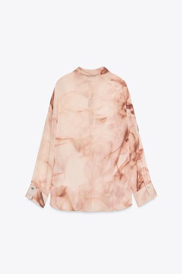 TIE-DYE PRINT COTTON GAUZE BLOUSE - Multicoloured by Zara - Image 7