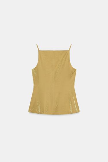 GILET SATINÉ EFFET FROISSÉ - Doré de Zara - Image 6