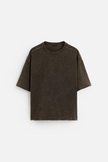 CAMISETA LAVADA PUNTO - Marrón de Zara